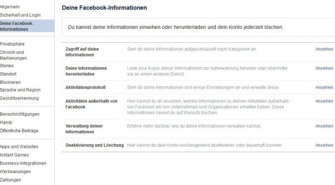 Aktivitäten außerhalb – Facebook und die Transparenz