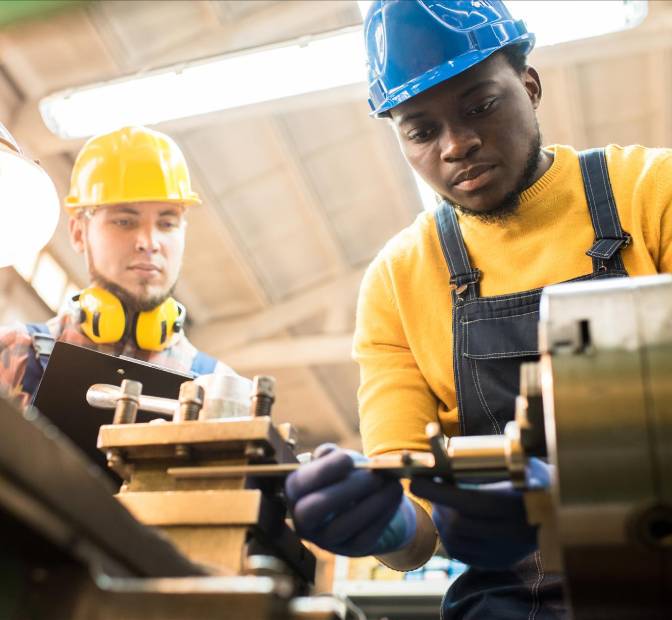 Manufacturing person checking training process