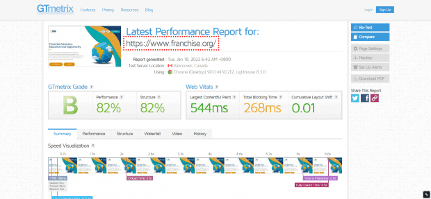 franchise opportunity site web design example from the IFA