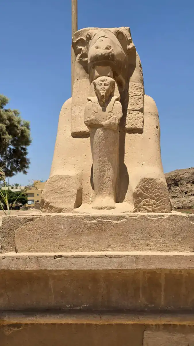 Lion deity statue at Karnak Temple in Luxor
