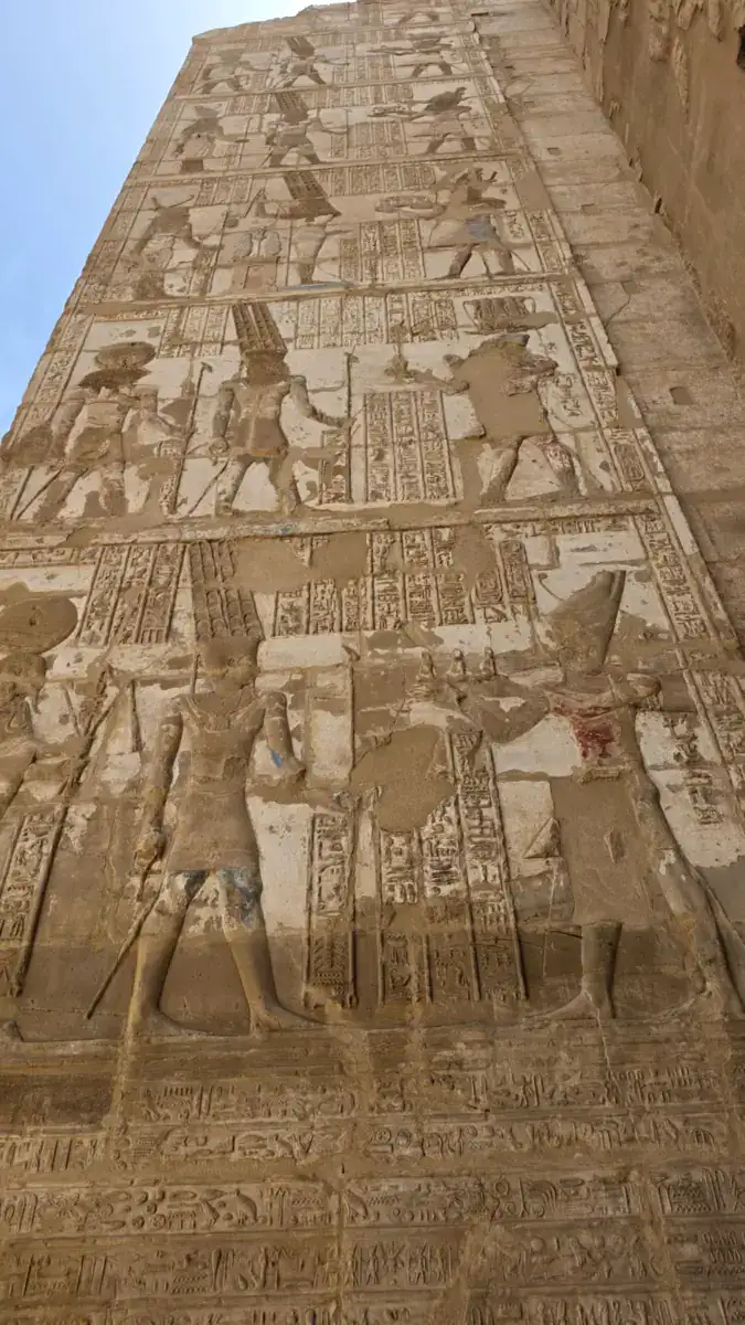 Royal offering wall with surviving colour at Karnak Temple in Luxor