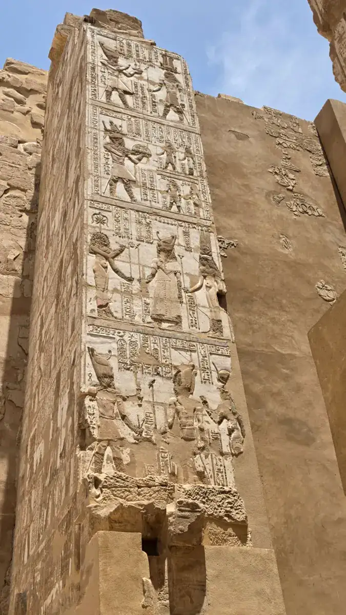 Sacred wall reliefs at Karnak Temple in Luxor