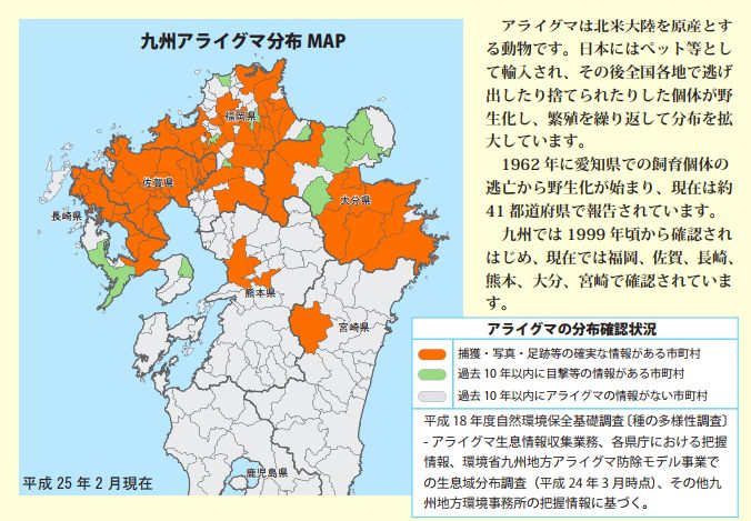 アライグマ分布図