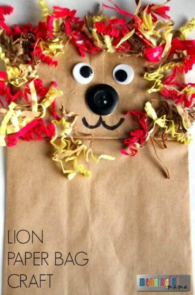 lion paper bag puppet