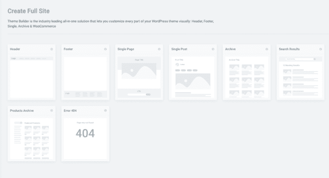 site parts templates - elementor