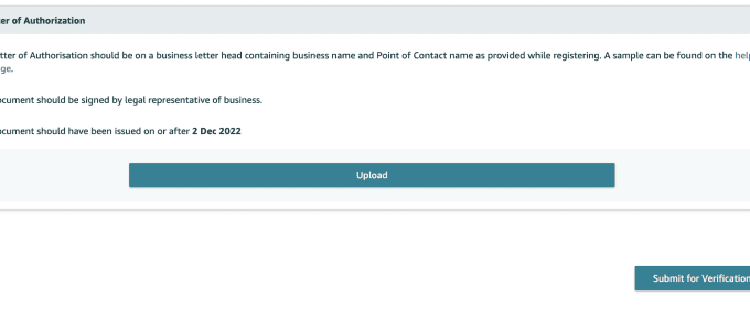 Carta de autorización para verificación