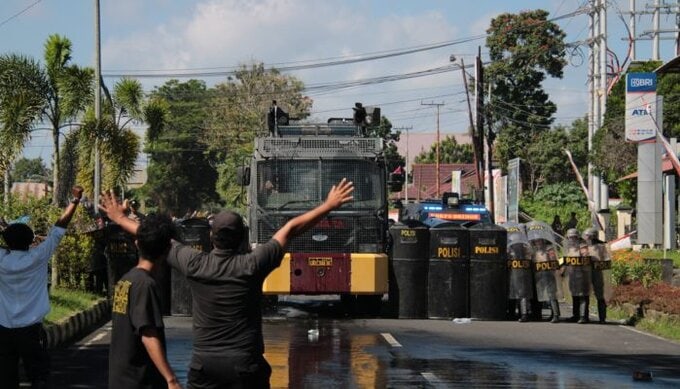 Polres Halut Gelar Simulasi Pengamanan Unjuk Rasa