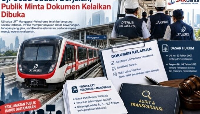 Uji Coba Sudah Berjalan, Publik Minta Dokumen Kelaikan LRT Manggarai–Velodrome Dibuka