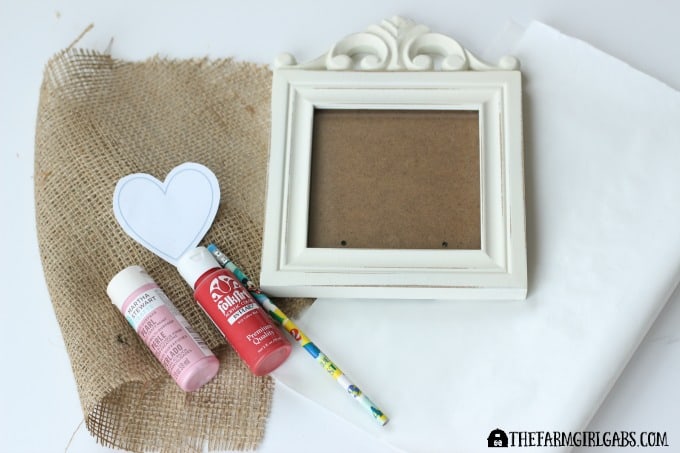 Stamped Burlap Heart Art - Supplies