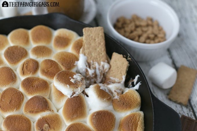 Chocolate Peanut Butter Skillet S'mores are an updated twist of the campfire classic. This recipe has the perfect amount of chocolate and peanut butter.