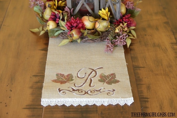 DIY Monogrammed Fall Table Runner