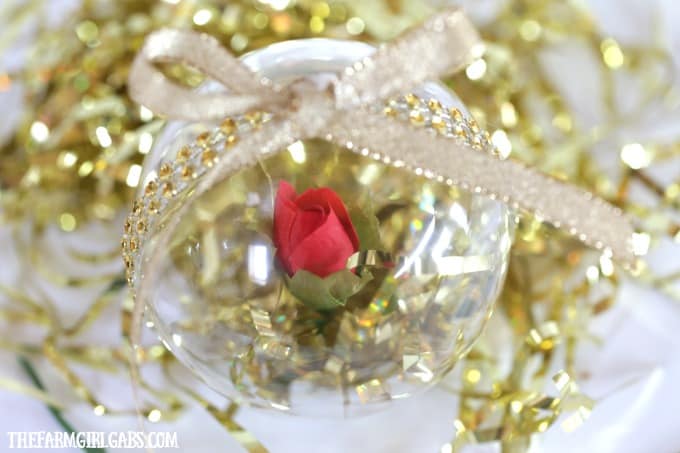 This simple DIY Beauty And The Beast Enchanted Rose Ornament is inspired by the upcoming live-action Beauty And The Beast Film. This is a fun Christmas craft for Disney fans of all ages.