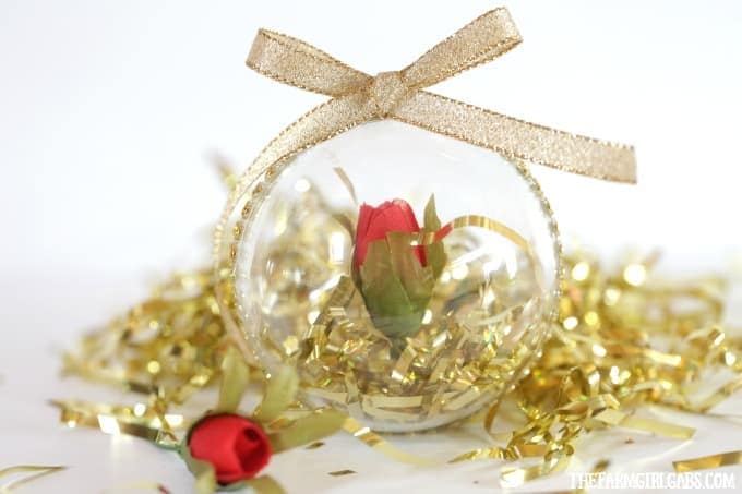 This simple DIY Beauty And The Beast Enchanted Rose Ornament is inspired by the upcoming live-action Beauty And The Beast Film. This is a fun Christmas craft for Disney fans of all ages.