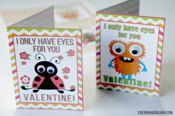 Free printable I Only Have Eyes For You Valentine Cards.