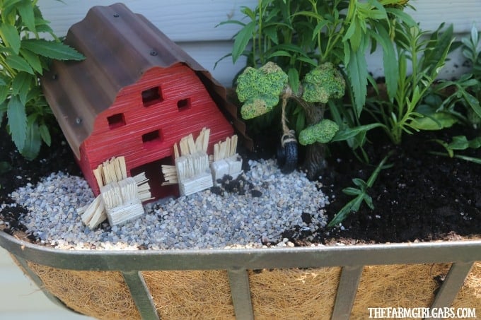 Brighten up your gardening landscape with this DIY Miniature Farm Window Box Planter idea. {Ad} #ForWhatMattersMost