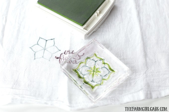 This easy DIY Stamped Friendship Tea Towel is the perfect gift from the heart. Make one to give and make one to keep.