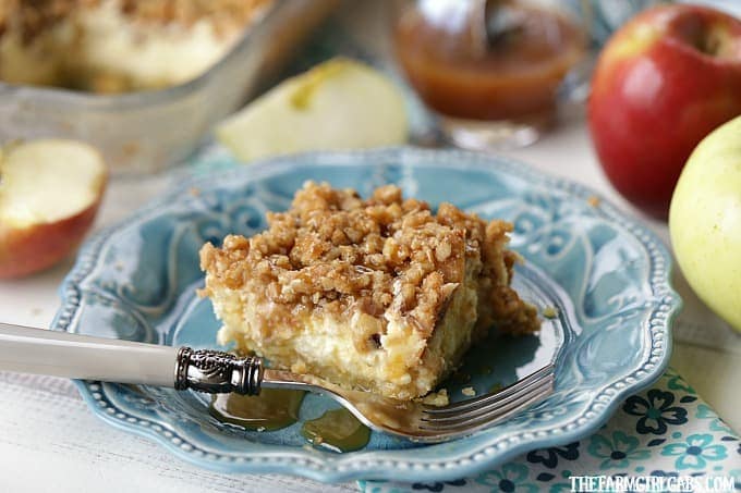 Apple season calls for the perfect fall recipe. These Apple Caramel Walnut Cheesecake Bars are a family favorite.