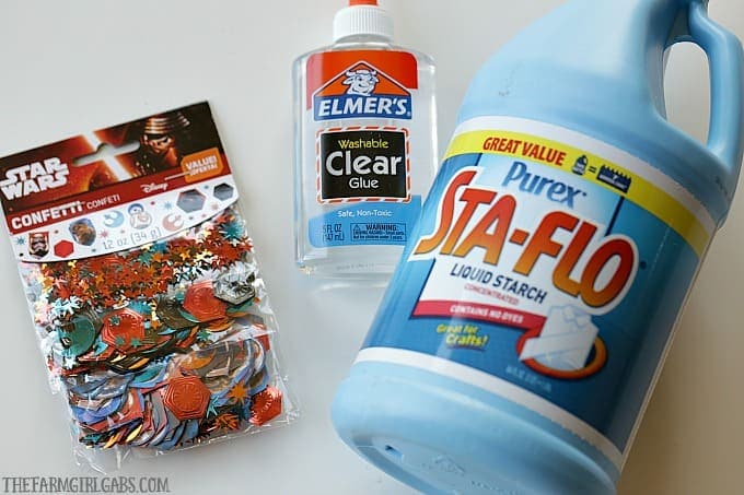 I made DIY Galaxy slime out of Sta-Flo liquid starch, clear Elmers