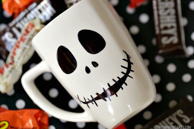 This DIY Jack Skellington Sharpie Mug is no tricks and all treats. This easy Nightmare Before Christmas craft makes a great party favor too!