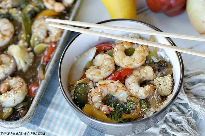 This quick and easy Asian Sheet Pan Shrimp dinner is perfect for Fish Fridays during the Lenten season. #wpseafood