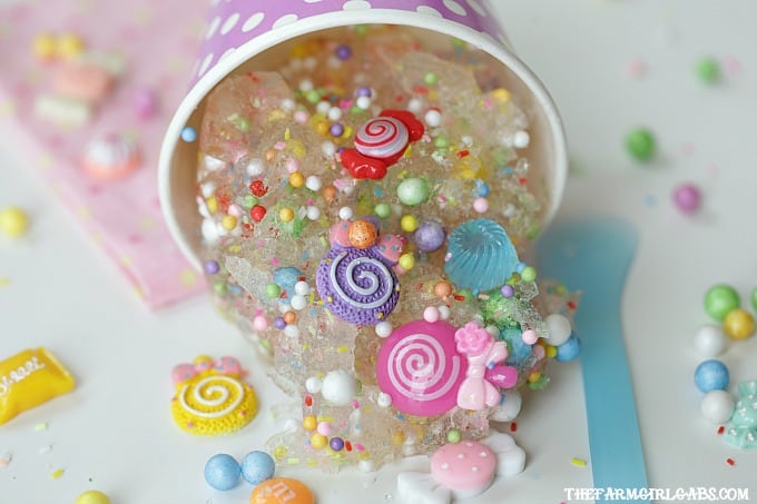 Kids will love creating some sticky fun with this Vanellope von Schweetz Sweet Shop Slime recipe.