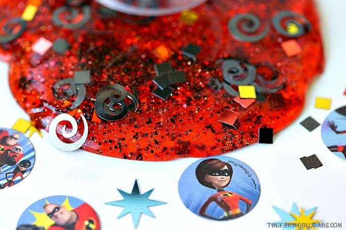 Our favorite Supers are BACK this summer with an all new movie. Make a batch of this fun Incredibles Elastigirl Slime to celebrate. And remember, no capes! #Slime #SlimeRecipe #DisneyCraft #Pixar #TheIncredibles #TheIncredibles2 #WaltDisneyWorld