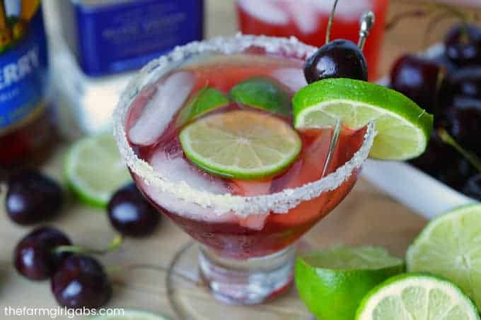 Ready for the perfect summer drink? Mix up a pitcher of this Cherry Margarita Recipe for your next summer celebration. #margarita #cocktails #drinkrecipe #margaritarecipe #cincodeymayo