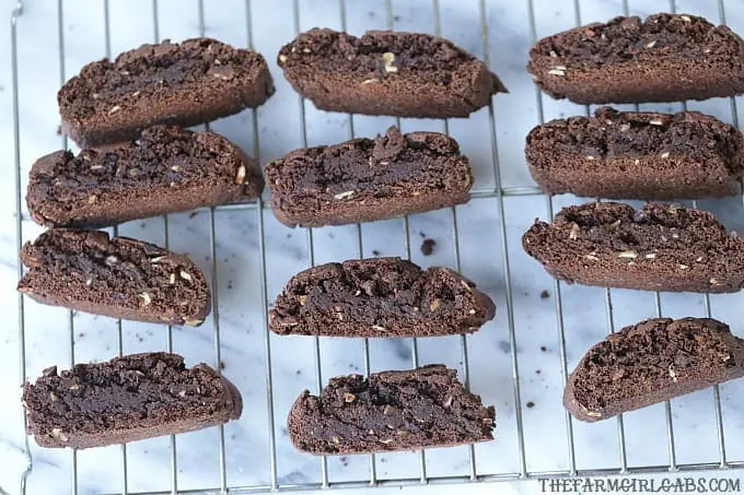 Brownie Almond Biscotti are a sweet and chocolaty twist on the classic Italian cookie. Make a batch to dunk in your coffee. #biscotti #cookies #brownies #biscottirecipe #brownierecipe #ChristmasCookie