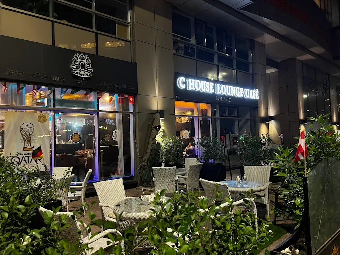 Modern Italian shisha lounge interior at C House Abu Dhabi
