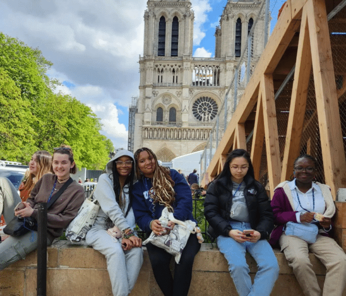 Notre Dame Cathedral and Students