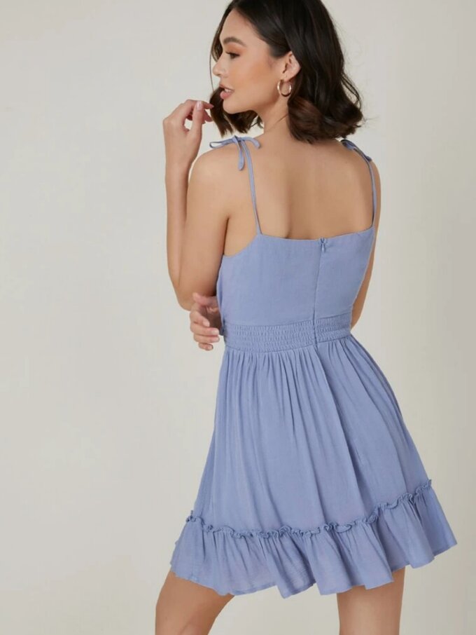 Self-Tie Cami Ruffled Mini Dress - Image 5