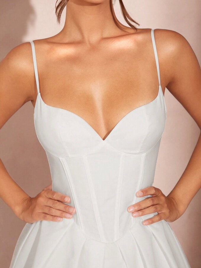 A-Line Midi Dress With Corset Strap - Image 10