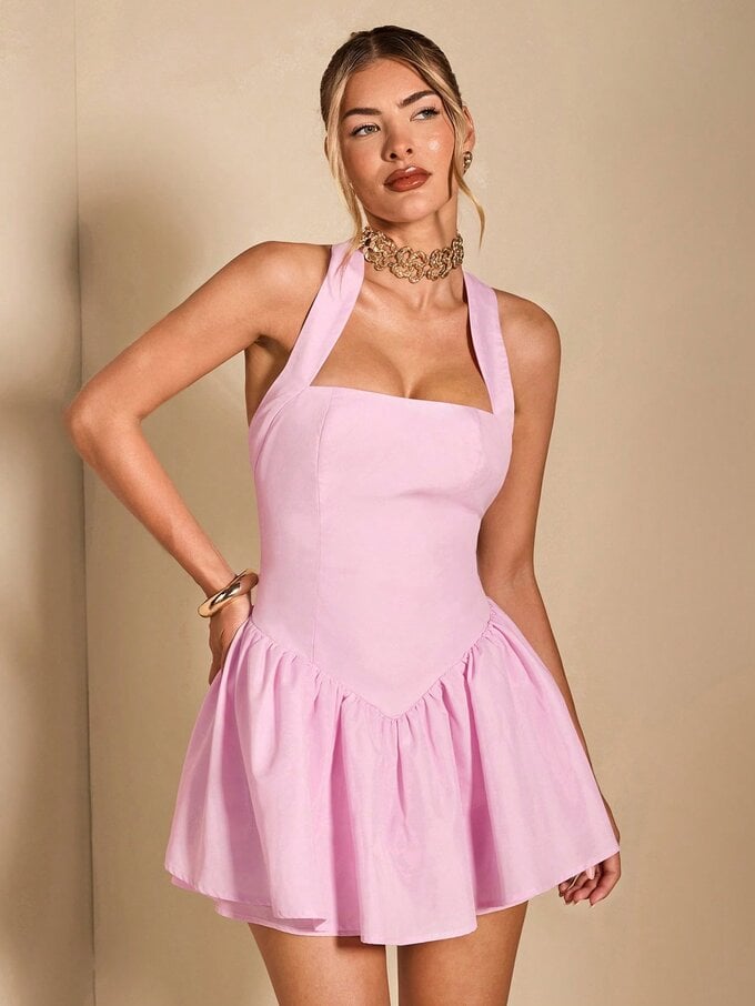 Square Neck Backless Mini Dress - Image 7