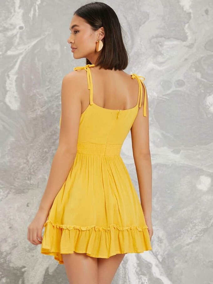 Self-Tie Cami Ruffled Mini Dress - Image 9