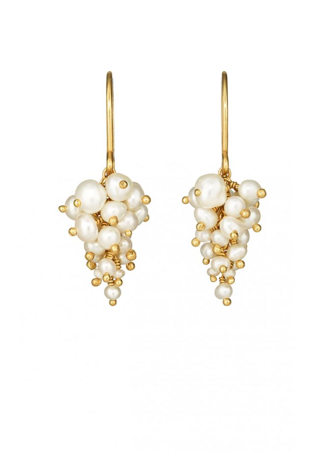Pearl grape cluster earrings in gold vermeil