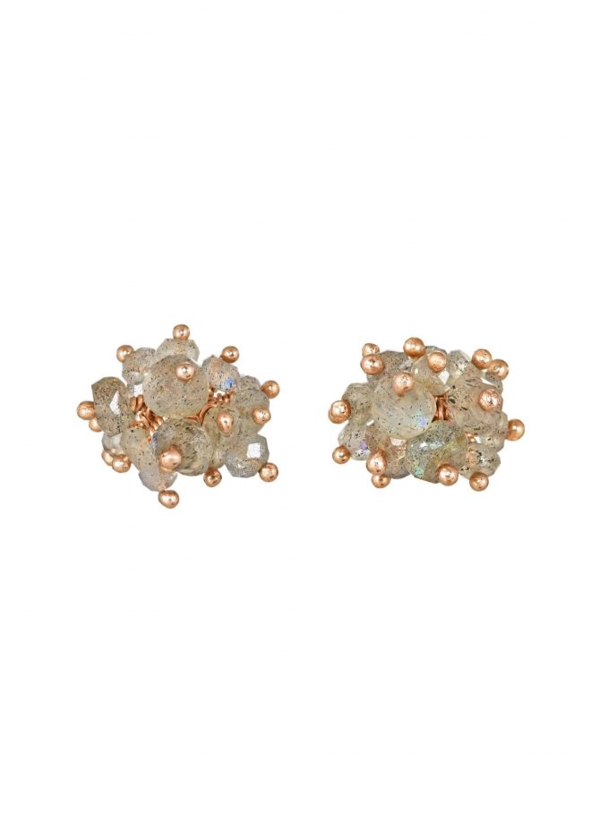 Pompom Stud Earrings in Labradorite