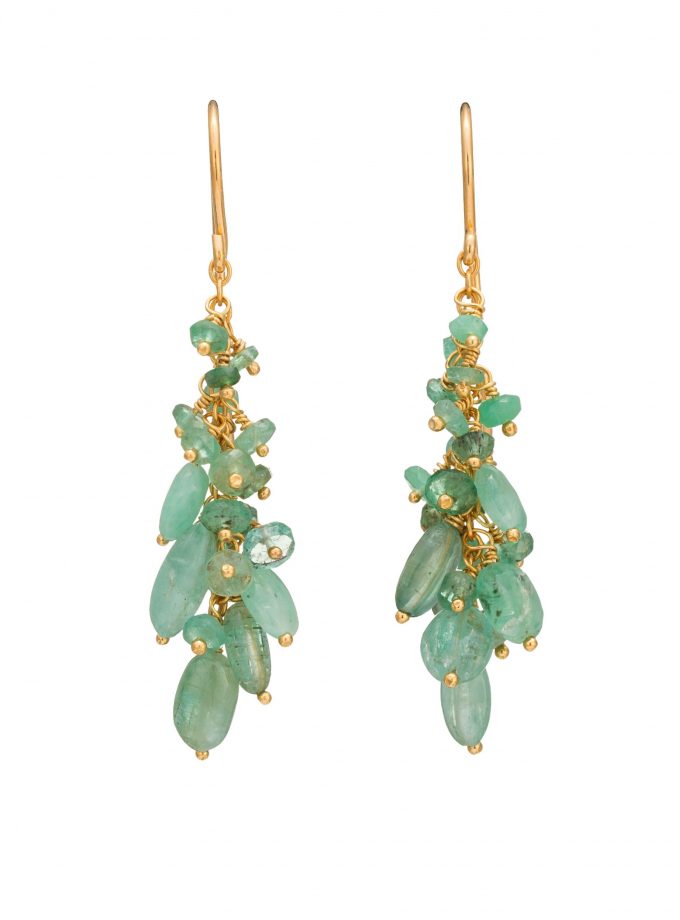 Emerald bead drop earrings