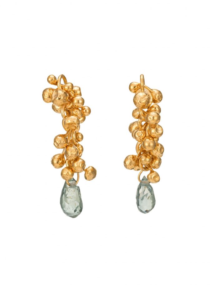 Earrings in green amethsyt and gold vermeil