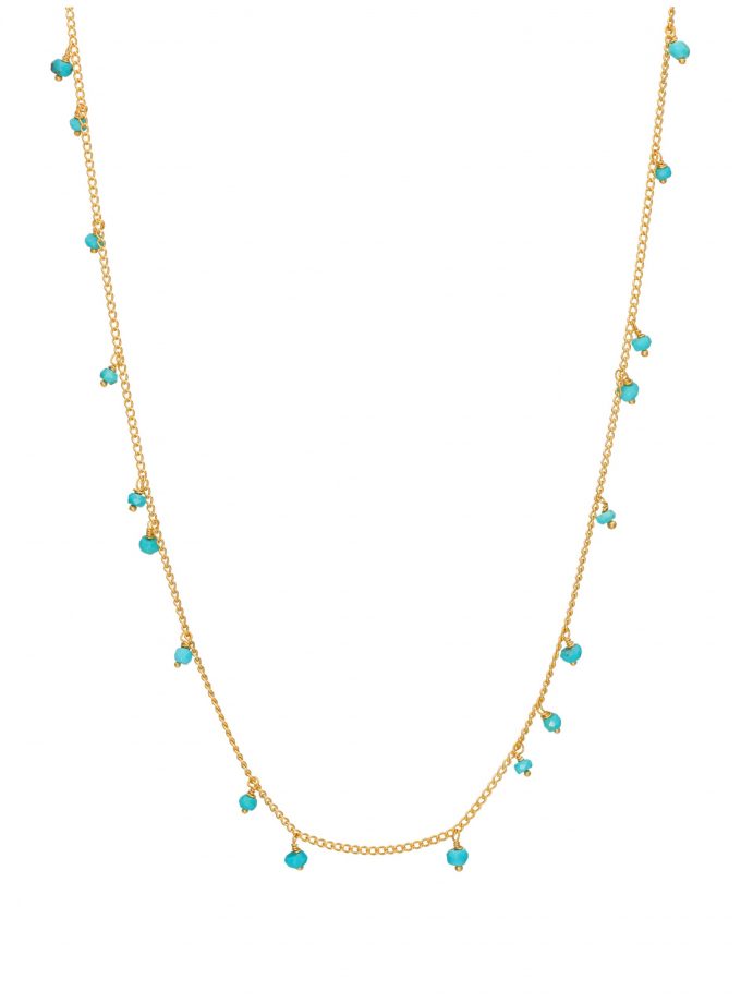 Turquoise beaded necklace in gold vermeil