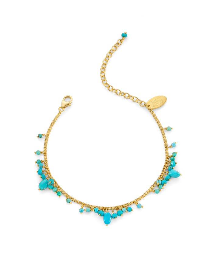 Turqouise and gold plated silver bead bracelet