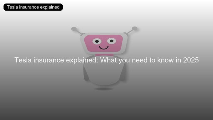 Tesla insurance explained with a futuristic Tesla car and digital insurance display