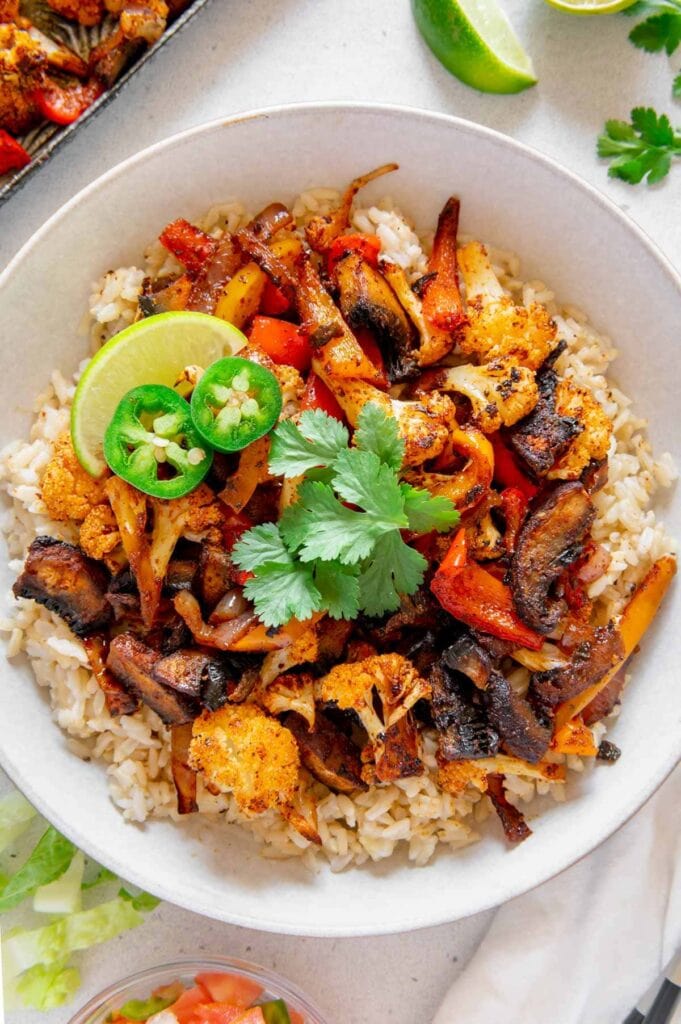 A fajita bowl with homemade fajita seasoning.