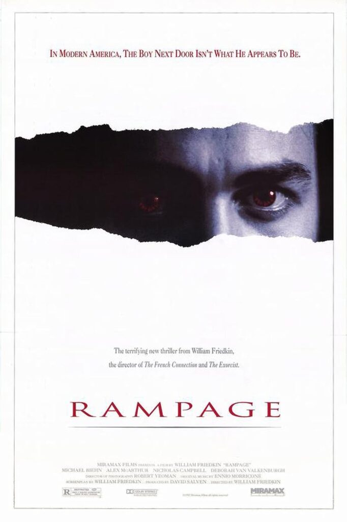 The original 1992 Miramax Films theatrical one-sheet for William Friedkin's Rampage.