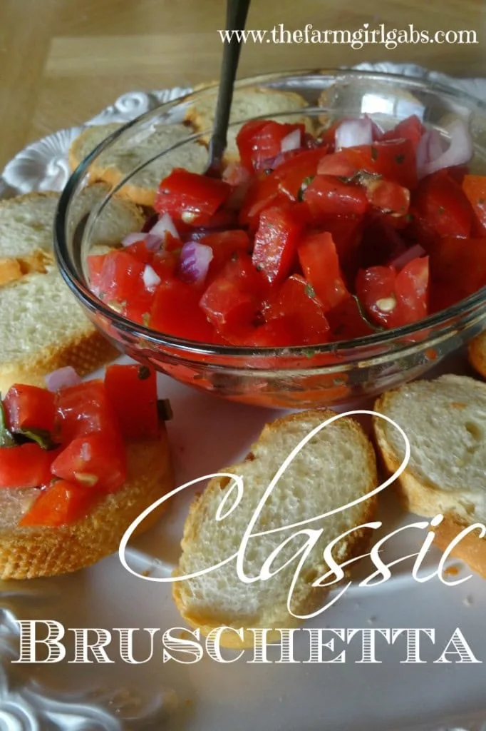 Classic bruschetta is the perfect snack or appetizer recipe for all those farm fresh tomatoes.