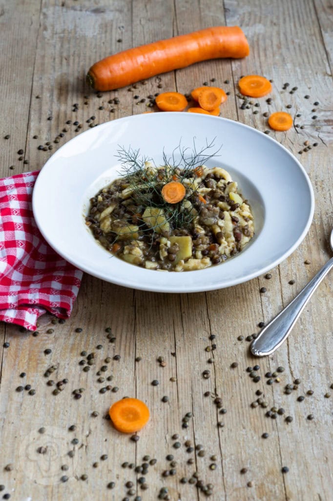 Vegetarischer Linseneintopf 2 Vegetarischer Linseneintopf mit Gemüse und Spätzle
