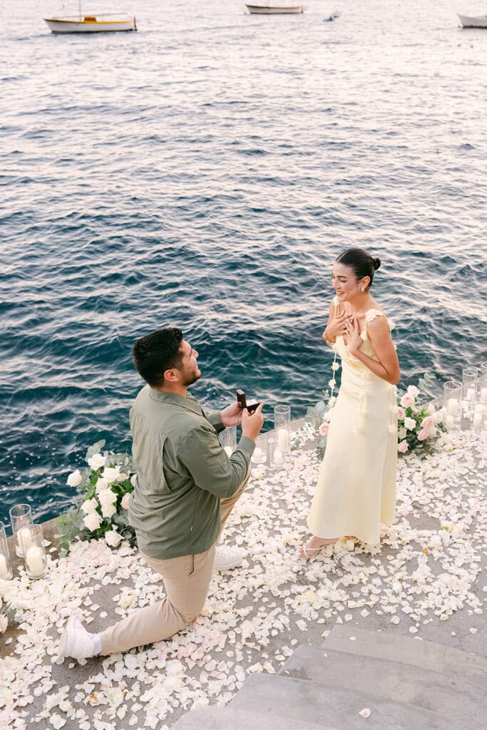 Luxury proposal idea with a private dinner and sea views