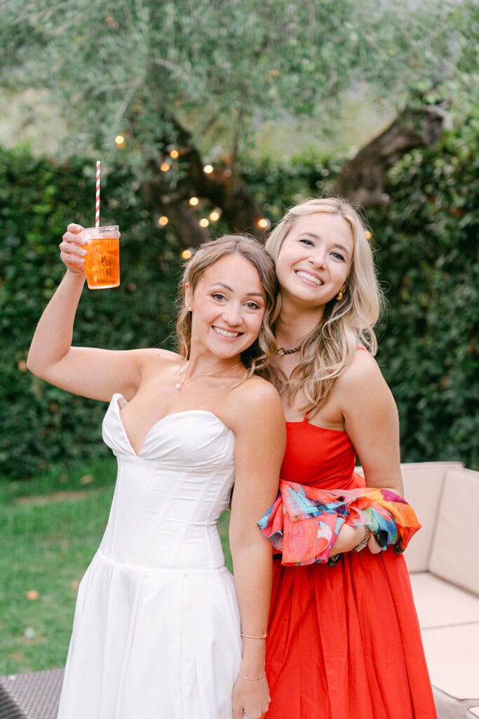 Couple celebrating their wedding weekend with family and friends