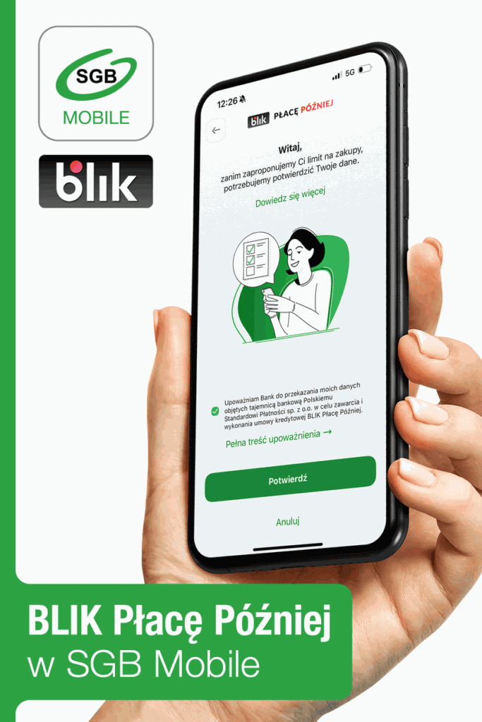 grafika, Usługa BLIK Płacę Później już w aplikacji SGB Mobile