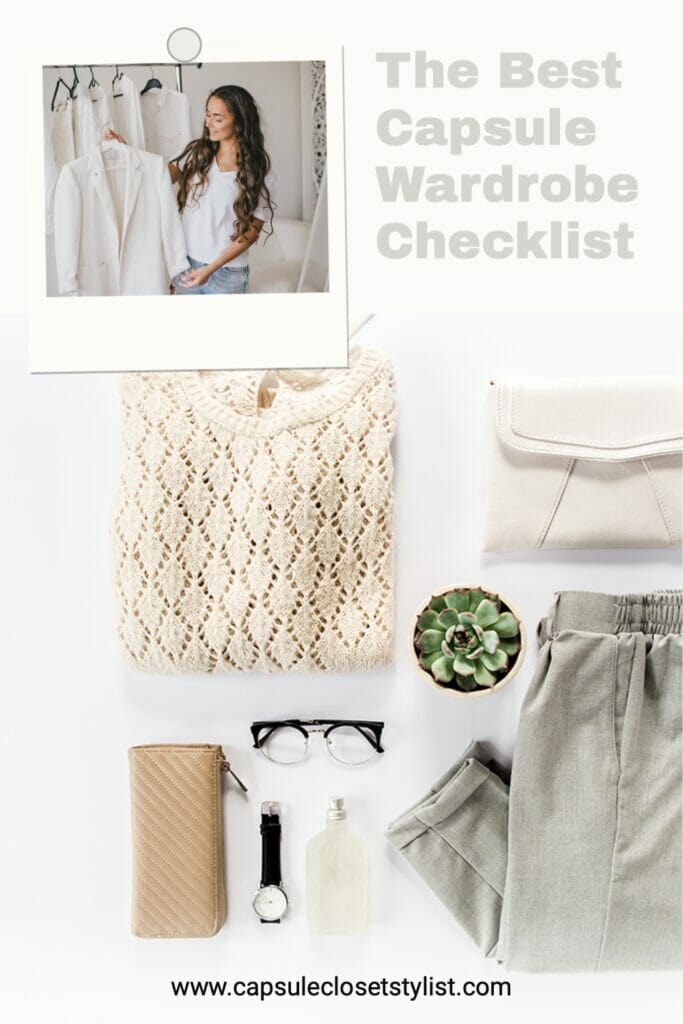 out fit laid out and woman looking at clothes