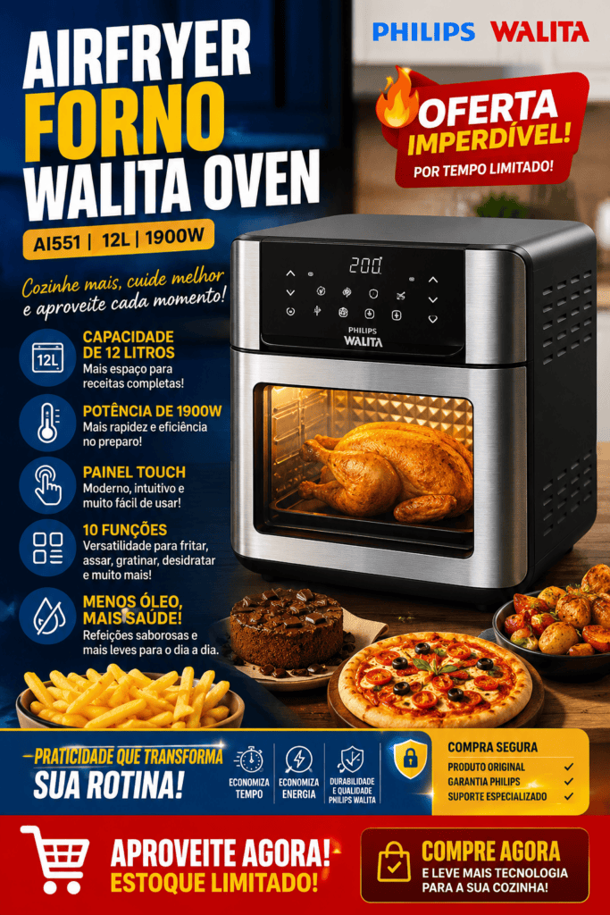 Fritadeira Airfryer Forno Walita Oven AI551 12L 1900W Painel